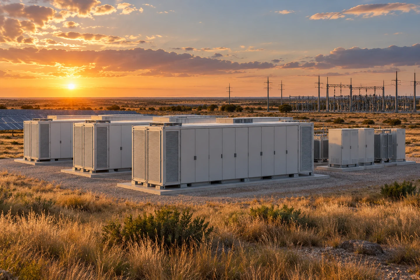 Concept illustration of utility-scale battery storage